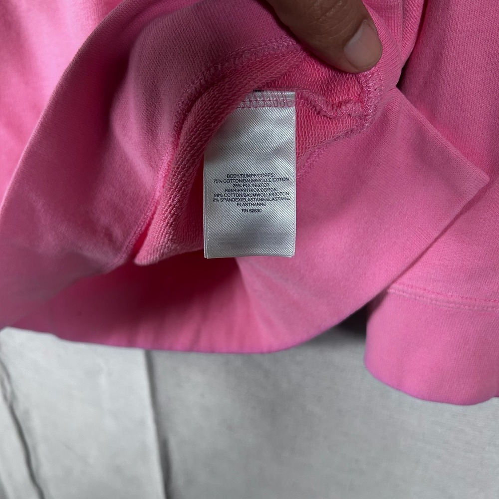 Lands End Serious Sweats Pink Crew Neck Sweatshirt Womens Small 6-8 Side Slit‎ - Picture 3 of 6